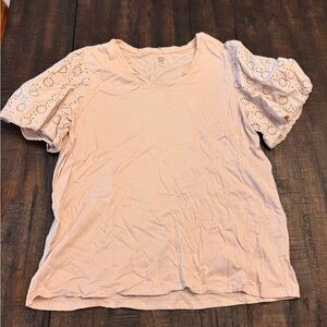 Women's tan Eyelet Sleeve Top